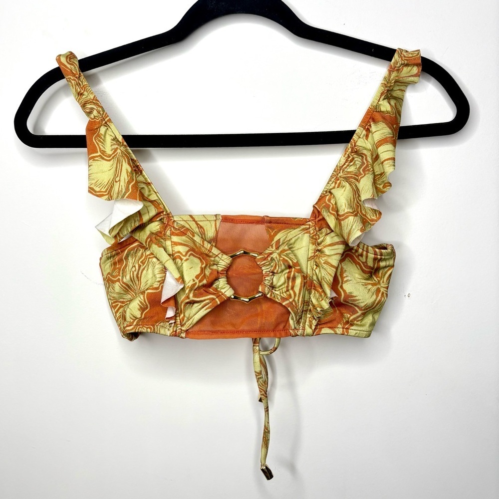 Trusso Swim Calla Bikini Top Ruffle Floral Ring